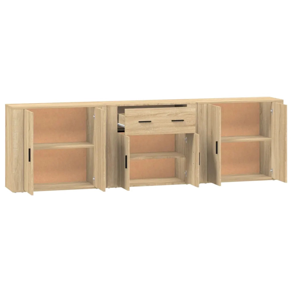 Credenze 3 pz | Madia | Buffet da pranzo | Armadio da pranzo Rovere Sonoma in Legno Multistrato