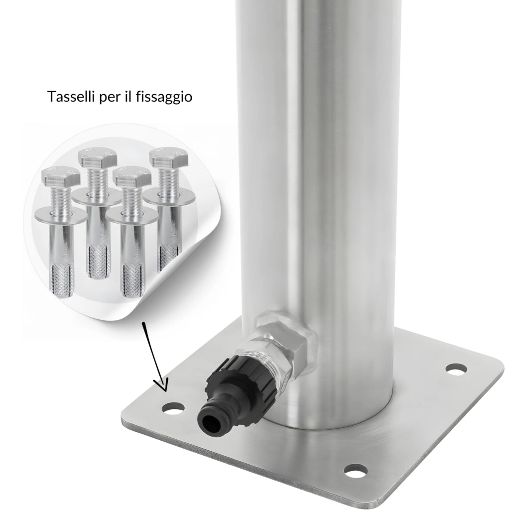 Fontana da giardino a colonna esterno in acciaio inox con cover impermeabile *** modello tiglio, confezione 1
