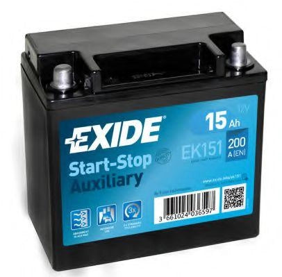 EXIDE Start-Stop EK151 Batteria avviamento  12V 15Ah 200A