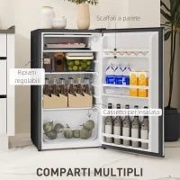 Frigorifero Piccolo da 91L con Termostato Regolabile, Ripiani Regolabili e Cassetto, Argento