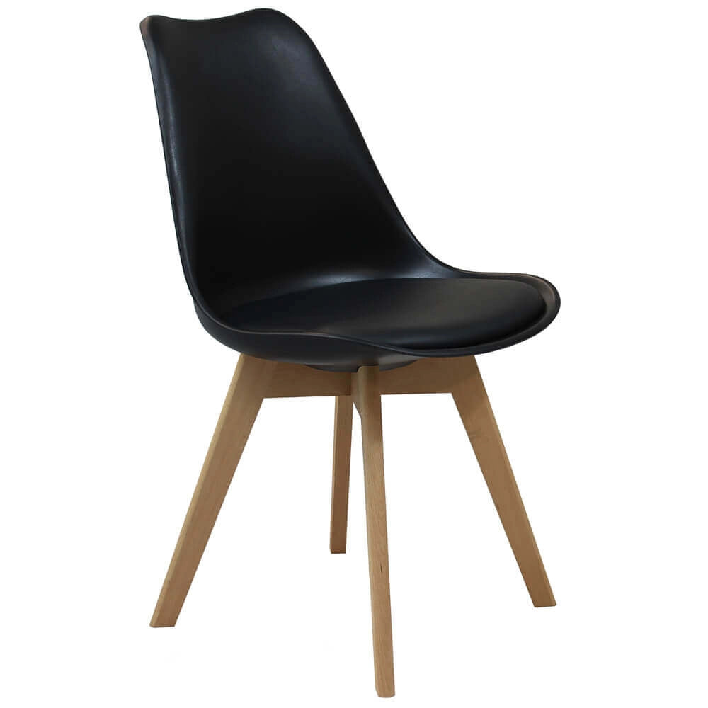 Sedia Svandinava con seduta Imbottita in Plastica Legno cm 49x54x83 - LISA