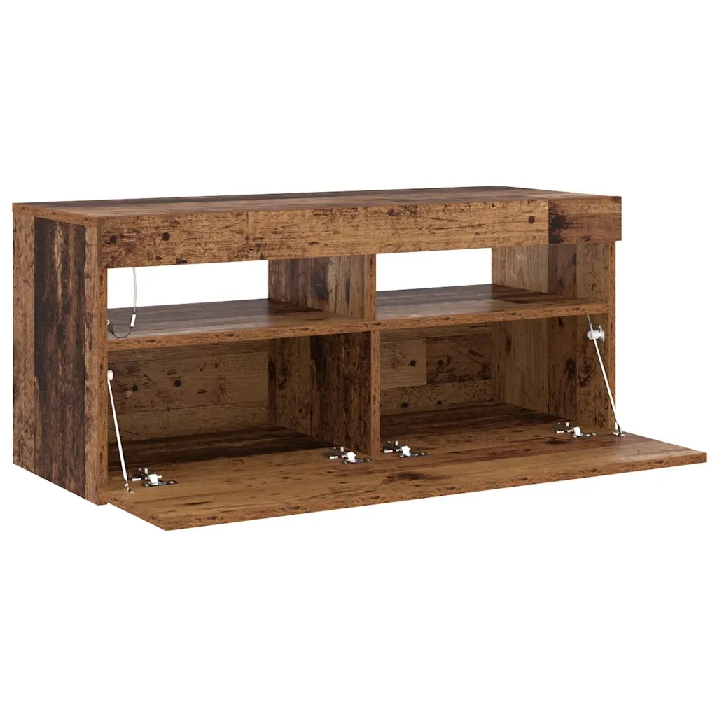 vidaXL Mobile Porta TV con LED Legno Antico 90x35x40 cm Multistrato