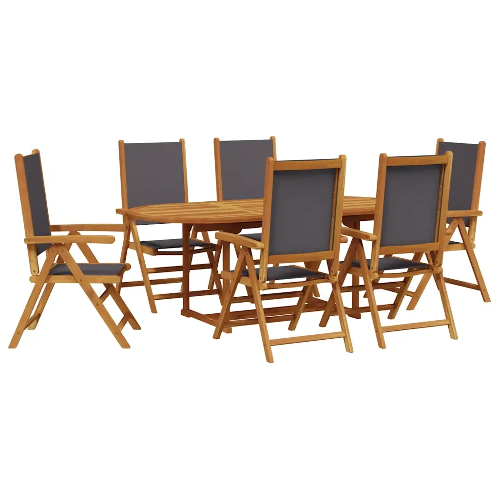Set Pranzo da Giardino 7 pz Antracite Tessuto e Legno Massello 3281725