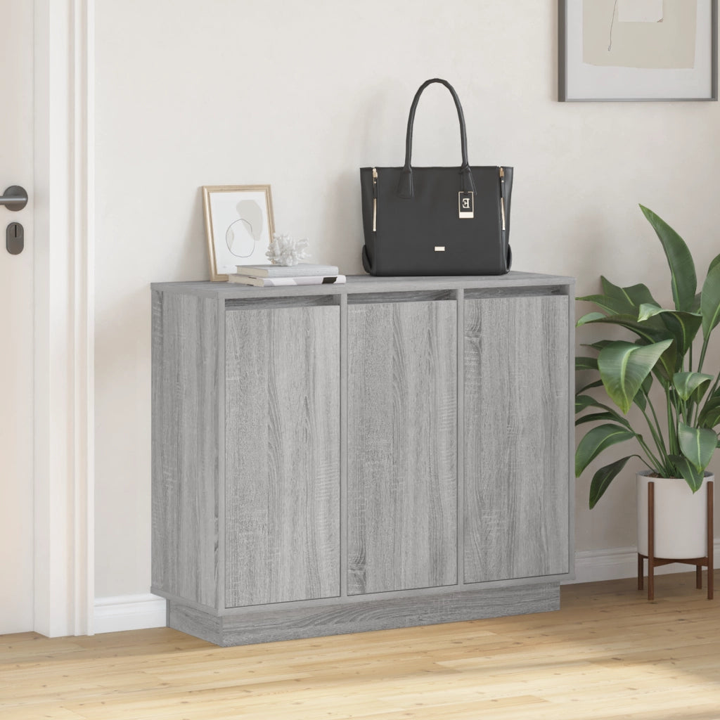 Mobile da soggiorno con LED Grigio Sonoma 90x32x75 cm in legno ingegnerizzato
