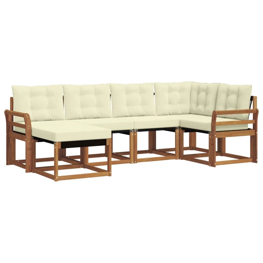Set di divani da esterno con cuscino 6 pcs Naturale e Crema