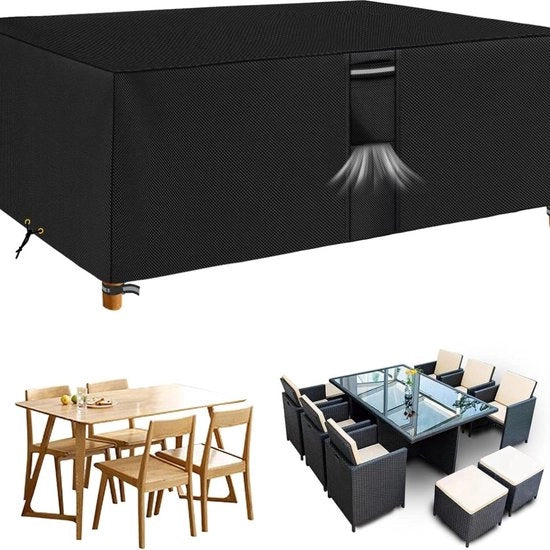 Set di ombrelloni per giardino, impermeabile, 213 x 132 x 70 cm, duraturo, 600D Oxford-pvc, trattamento respirante per set di mobili (nero, 213 x 132 x 70 cm)