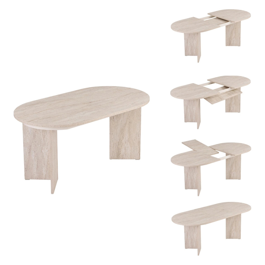 Noba, Tavolo Allungabile Allungabile, 160x90x75h cm Beige Marmo