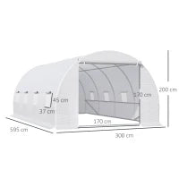Serra da Giardino a Tunnel Per Piante, Struttura in Metallo e Copertura in PE, 6x3x2m, Bianco