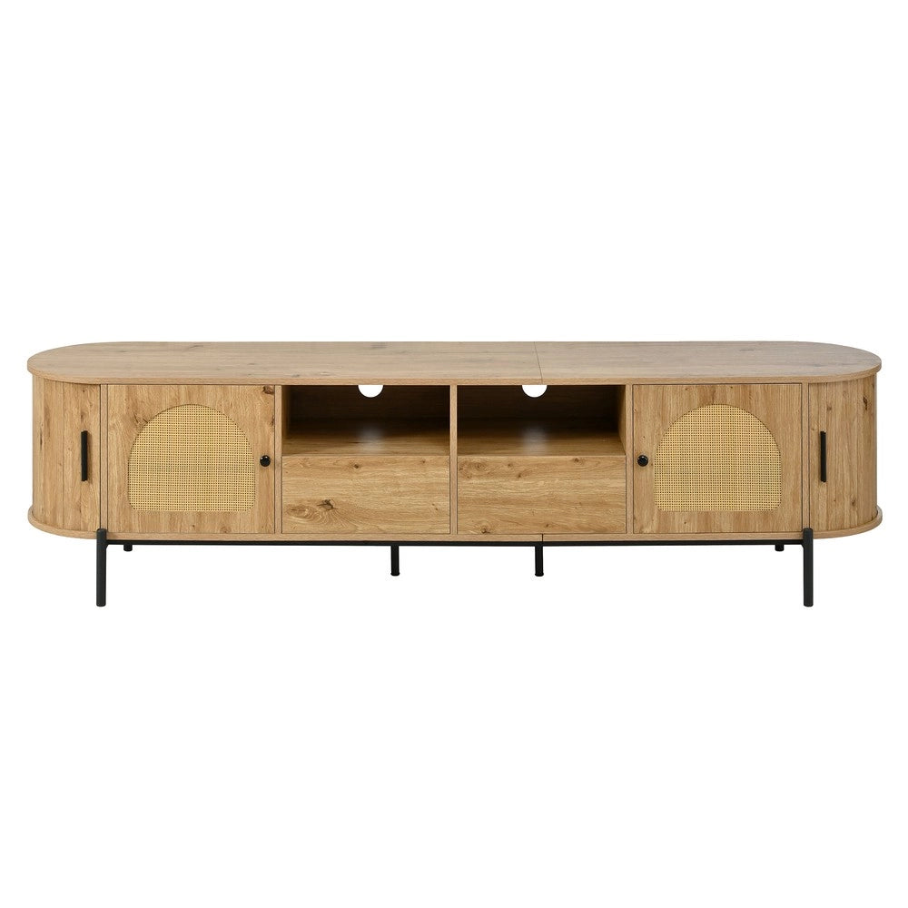 Set Tavolino da Salotto 3 Pezzi ¨C MINIMAL ¨C Legno, Metallo, Effetto Rattan