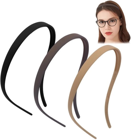 Cinturino per capelli 3 pezzi - Cinturini per capelli spessi per donne - Antiscivolo - Finitura opaca - Ideale per occhiali - Adatto per uso quotidiano - Cinturino per capelli