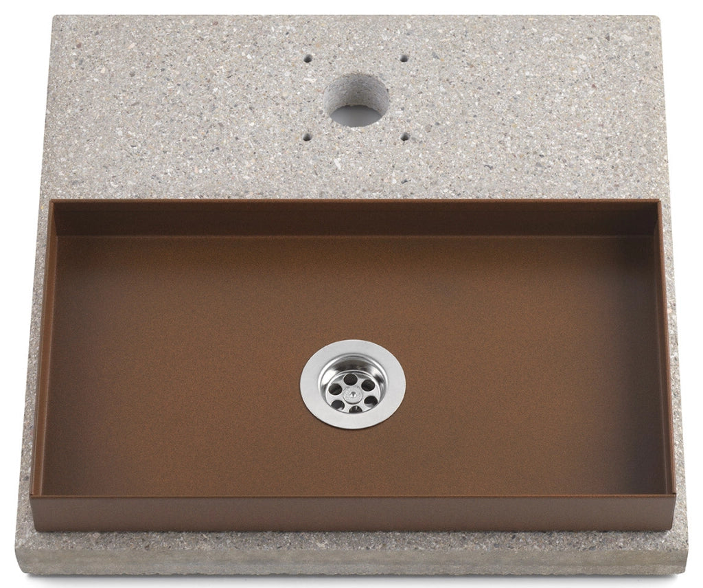 Base con Vaschetta per Fontane con Ghiera Piccola 40x40x5 cm in Cemento Belfer 42/BSE/6 Ruggine