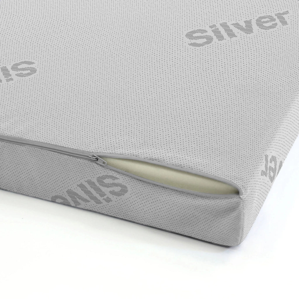 Topper Matrimoniale Maxi 180x200 cm Memory Sfoderabile Fodera Silver con Elastici in Poliestere e Fibra Bianco