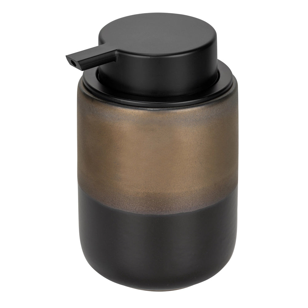 Set accessori bagno 3 pezzi nero opaco e bronzo in ceramica Teos