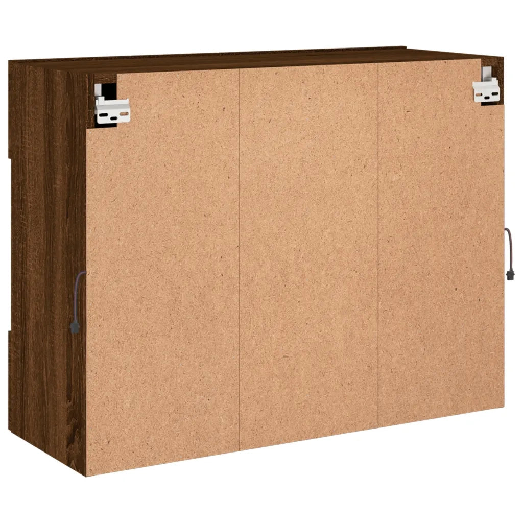 Mobile TV a Parete con Luci LED Rovere Marrone 78,5x30x60,5 cm 837105