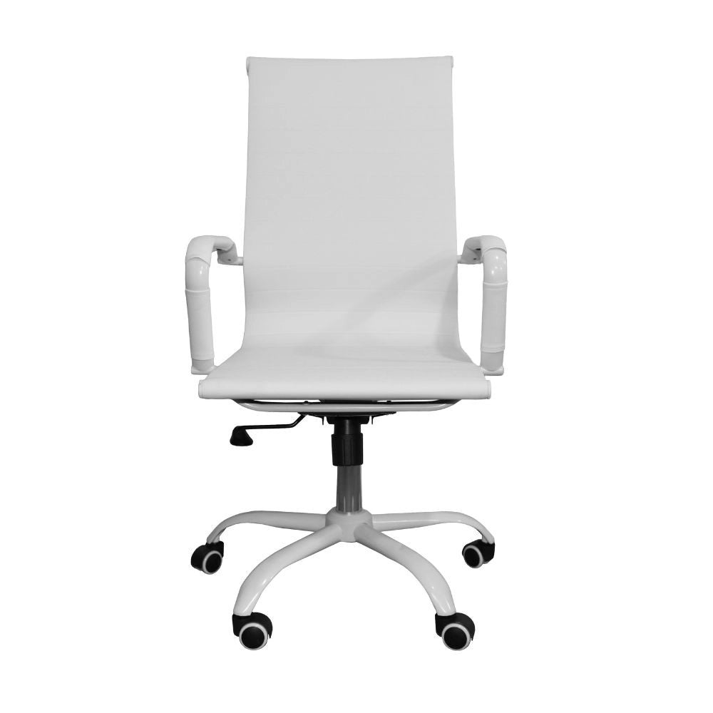 Poltrona da ufficio Nuvia con schienale ergonomico e ruote colore bianco H105