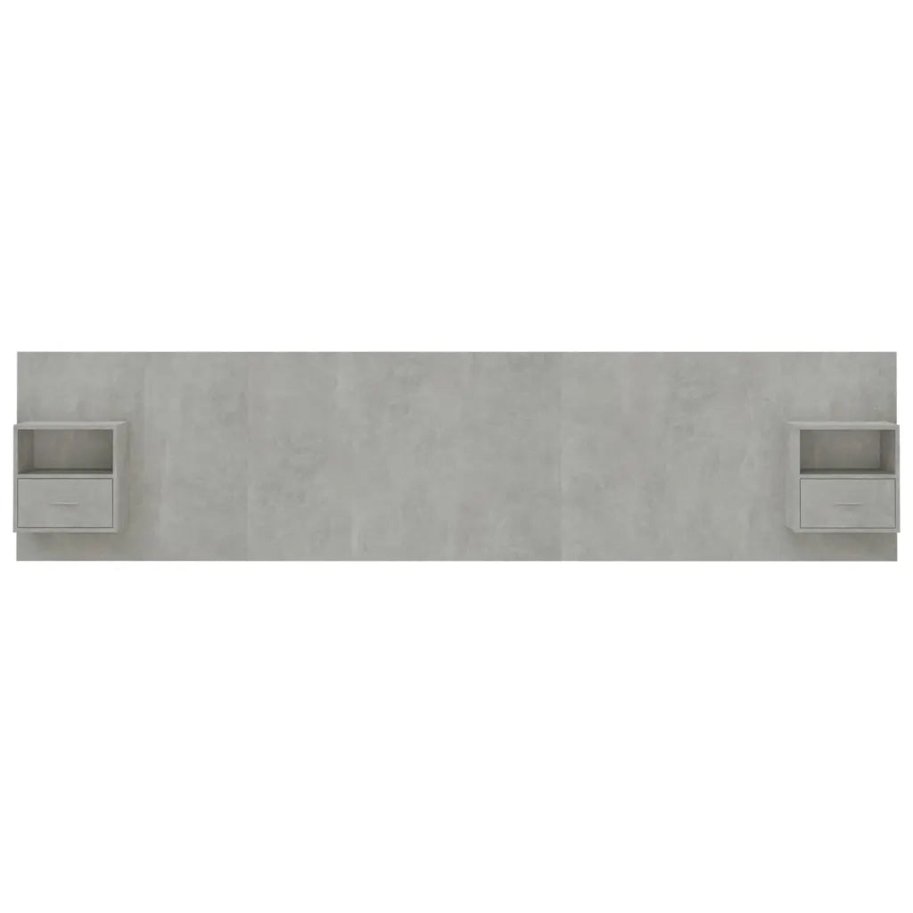 Testiera Letto con Comodini-Testiera con Contenitore in Legno Multistrato Grigio Cemento 756206
