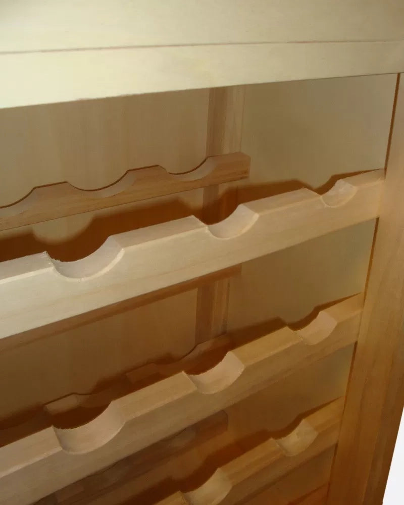 Portabottiglie con vassoio in legno classico grezzo l.57 p.37 h.105 (1214) - Mobili 2G