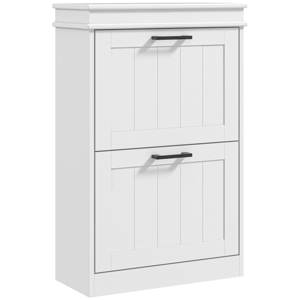 Scarpiera con 2 Cassetti e Ripiani Aggiustabili ¨C zephmum ¨C Bianco 80x30x80 cm