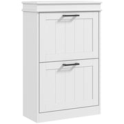 Scarpiera con 2 Cassetti e Ripiani Aggiustabili ¨C zephmum ¨C Bianco 80x30x80 cm