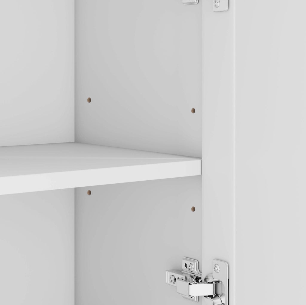 Mobile da bagno in MDF bianco con cassetti e vani aperti