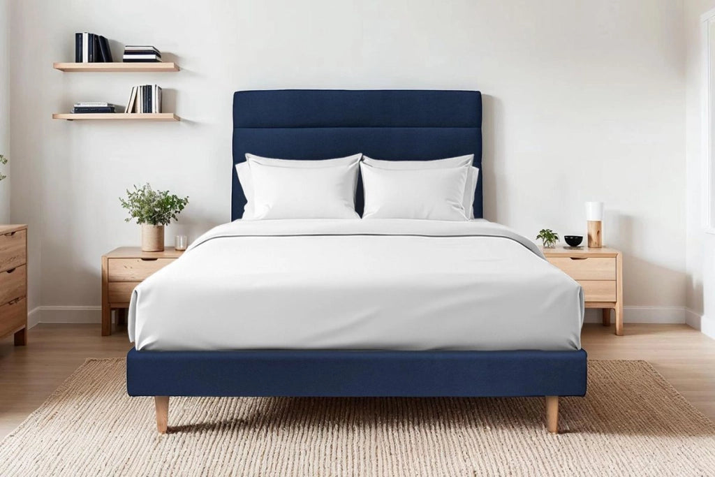 Letto 160x200 cm con testiera in linea - Tessuto velluto