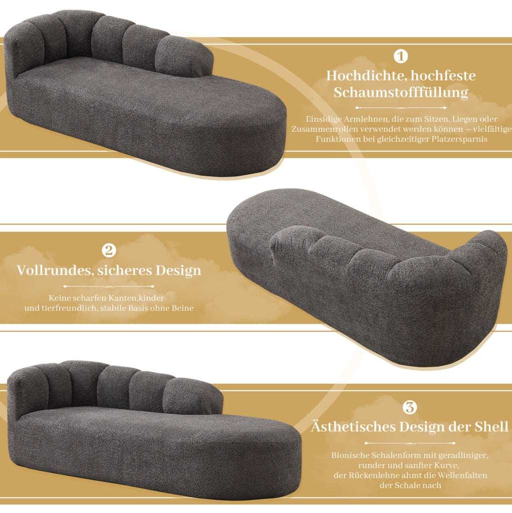 Chaise longue in ciniglia grigio antracite
