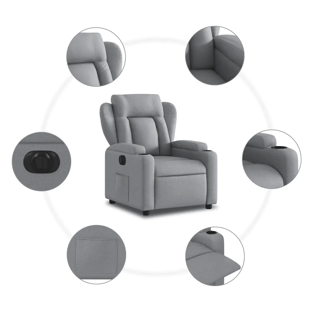 Poltrona | Sedia Relax Elettrica Reclinabile Grigio Chiaro in Tessuto
