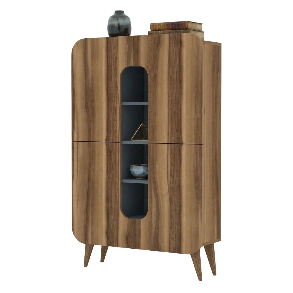 Madia Paularo, Credenza 7 Ripiani, 93x32x144h cm Marrone Noce