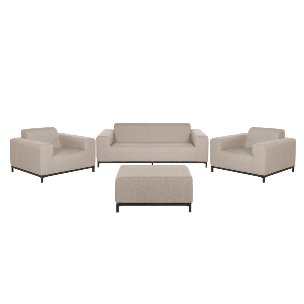 Divano da giardino Set rivestimento in tessuto beige con ottomana a 5 posti resistente alle intemperie per esterni