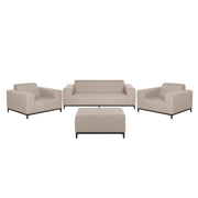Divano da giardino Set rivestimento in tessuto beige con ottomana a 5 posti resistente alle intemperie per esterni