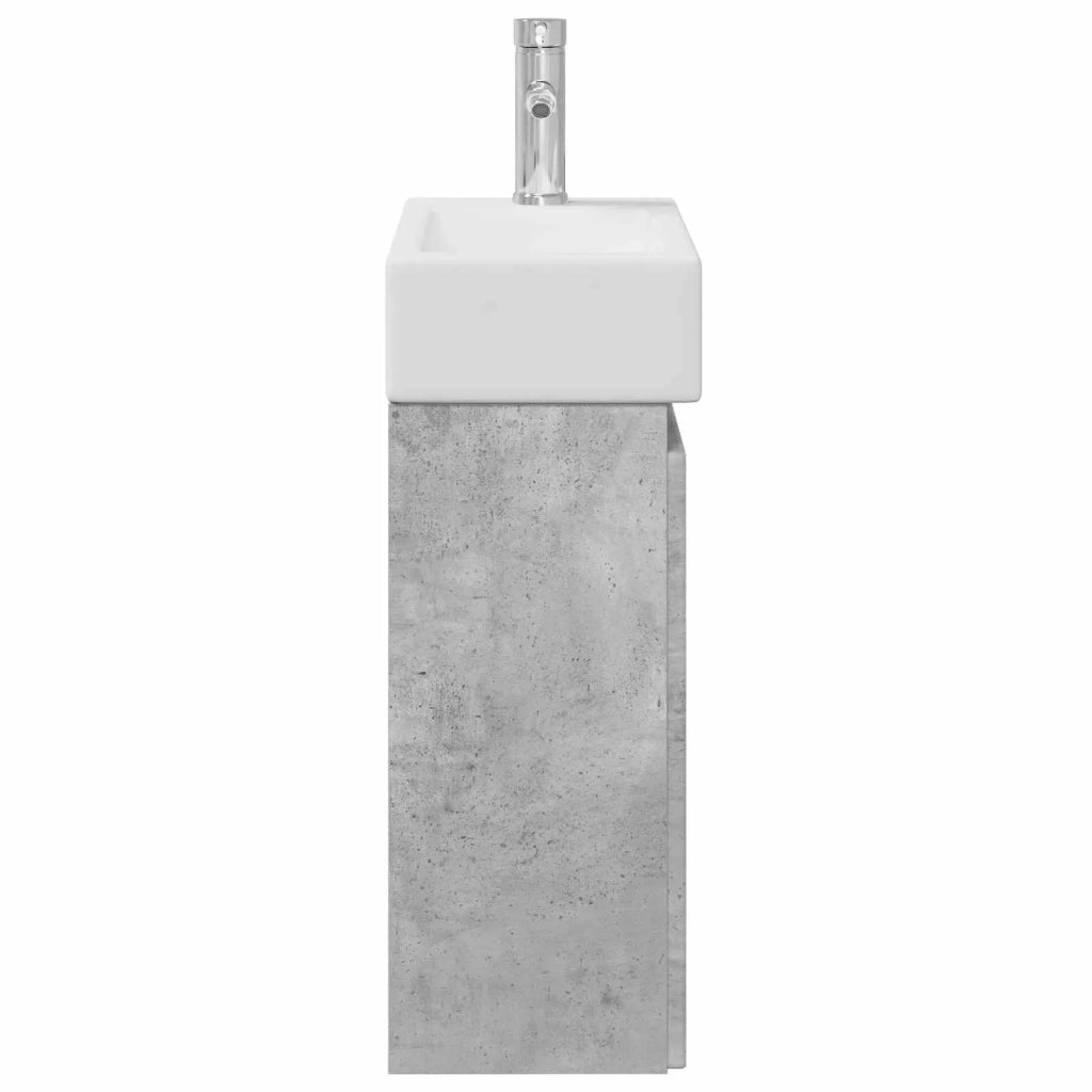 Mobile bagno con rubinetto Grigio Cemento 45,5 x 22,5 x 84 cm 889454