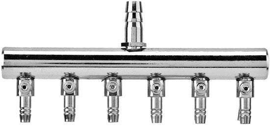 Distributore di aria RVS - Manuale - 2/4/6 modalità - Valvola regolabile - Pompa con manovella - Adatto per tubi 8mm/4mm - Distributore di aria acquatica