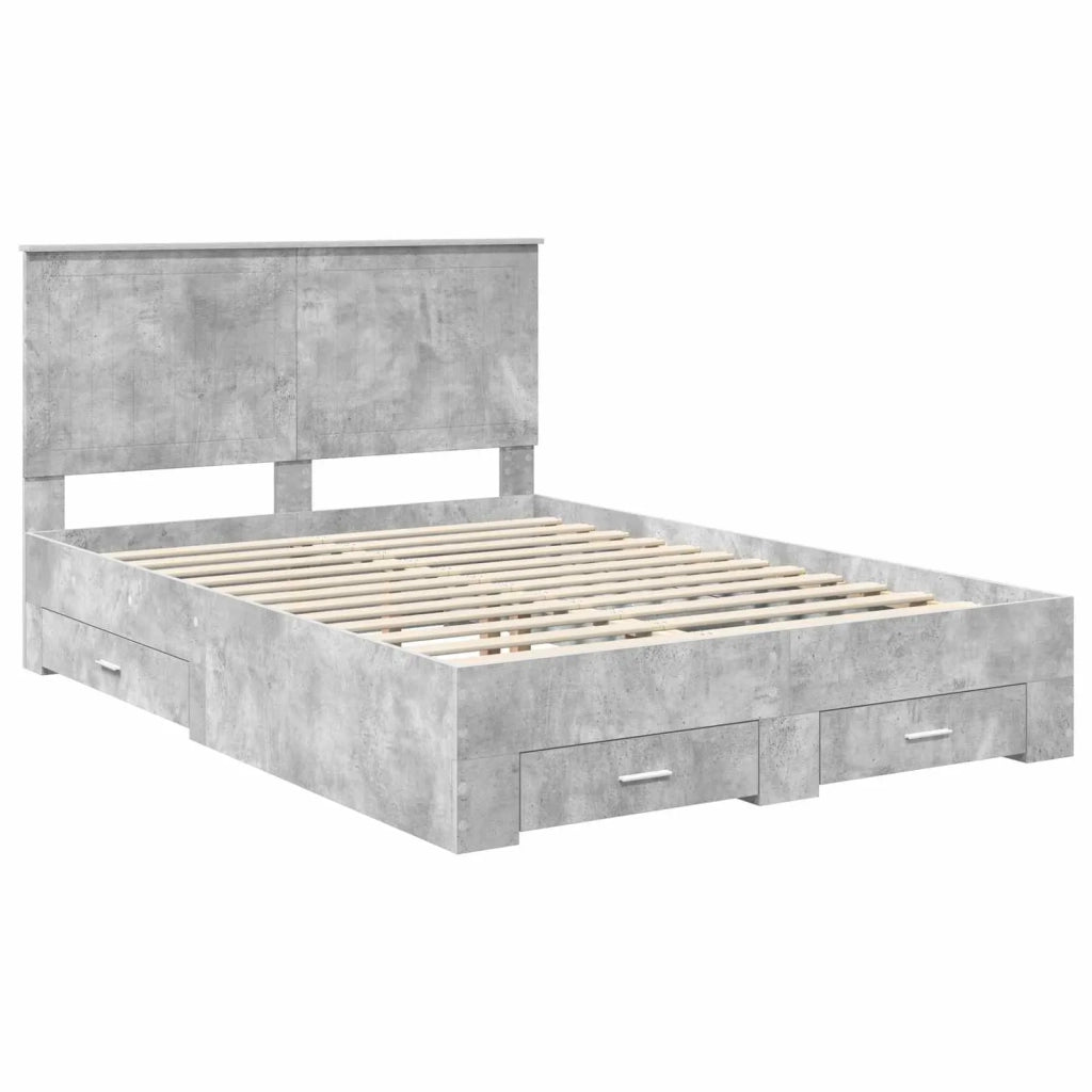 Struttura del letto con testiera Grigio cemento 140 x 200 cm