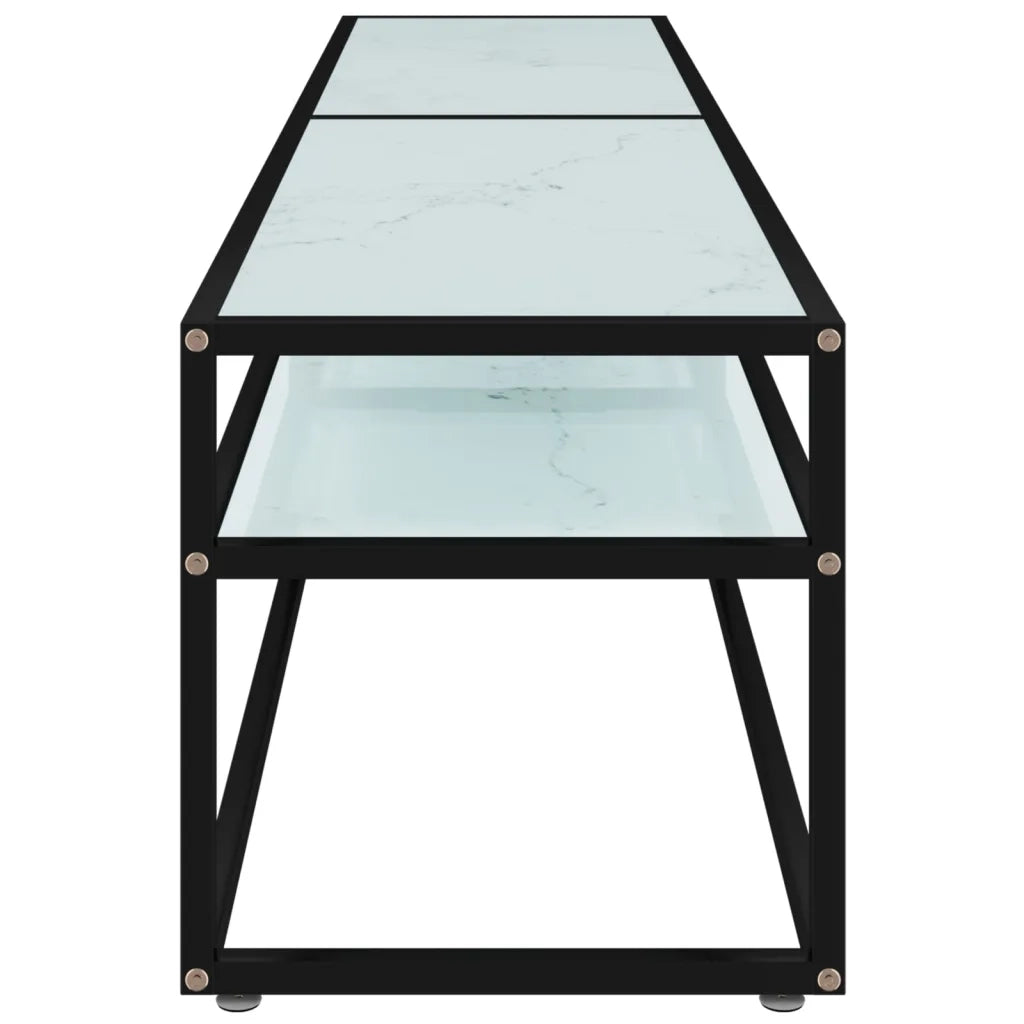 Mobile Porta TV Marmo Bianco 180x40x40,5 cm in Vetro Temperato 331724