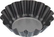 Mini tartelette con superficie geribbelta in acciaio inox nero - forma flan - 67 x 67 x 2 cm