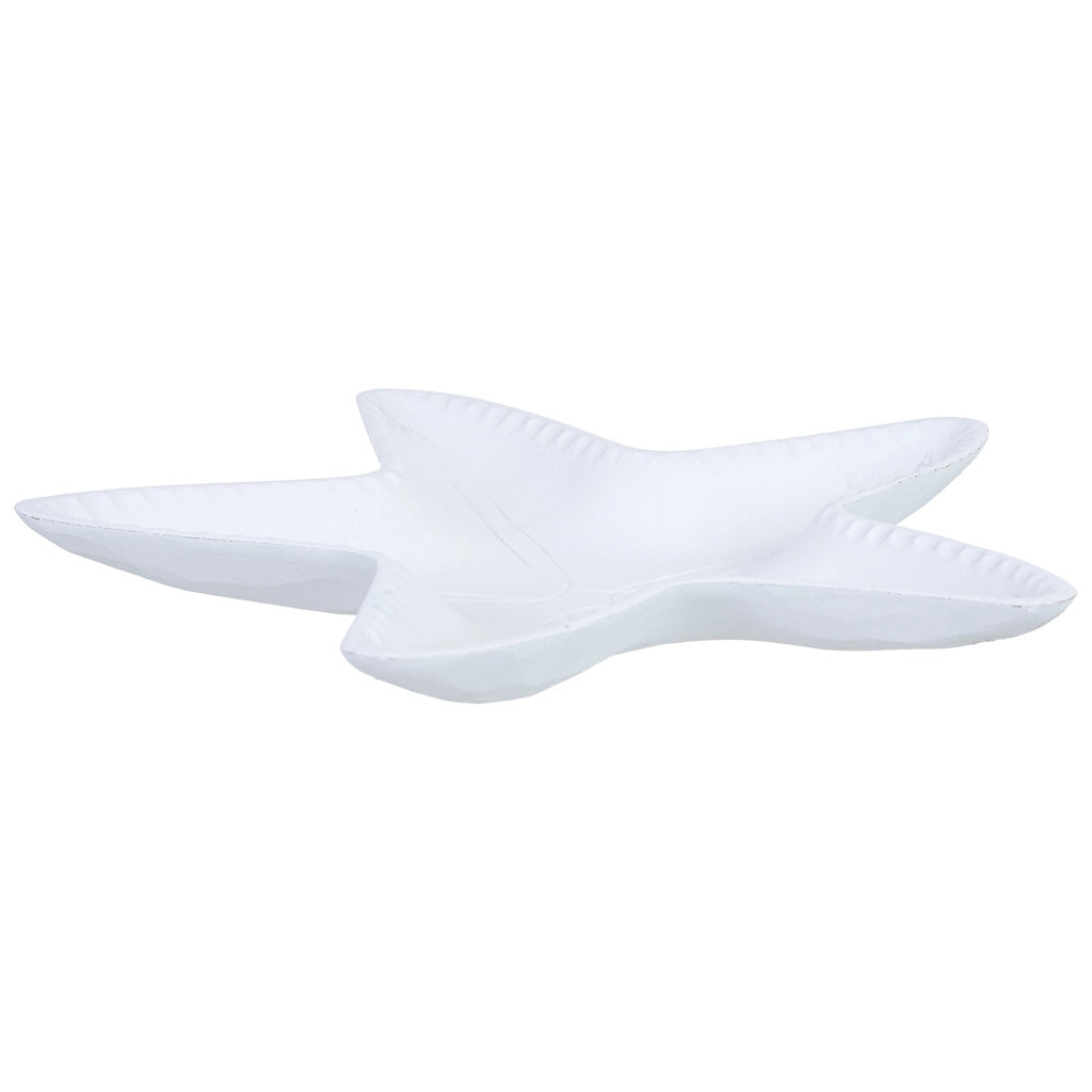 Vassoio decorativo in legno bianco, 33x31x3h cm