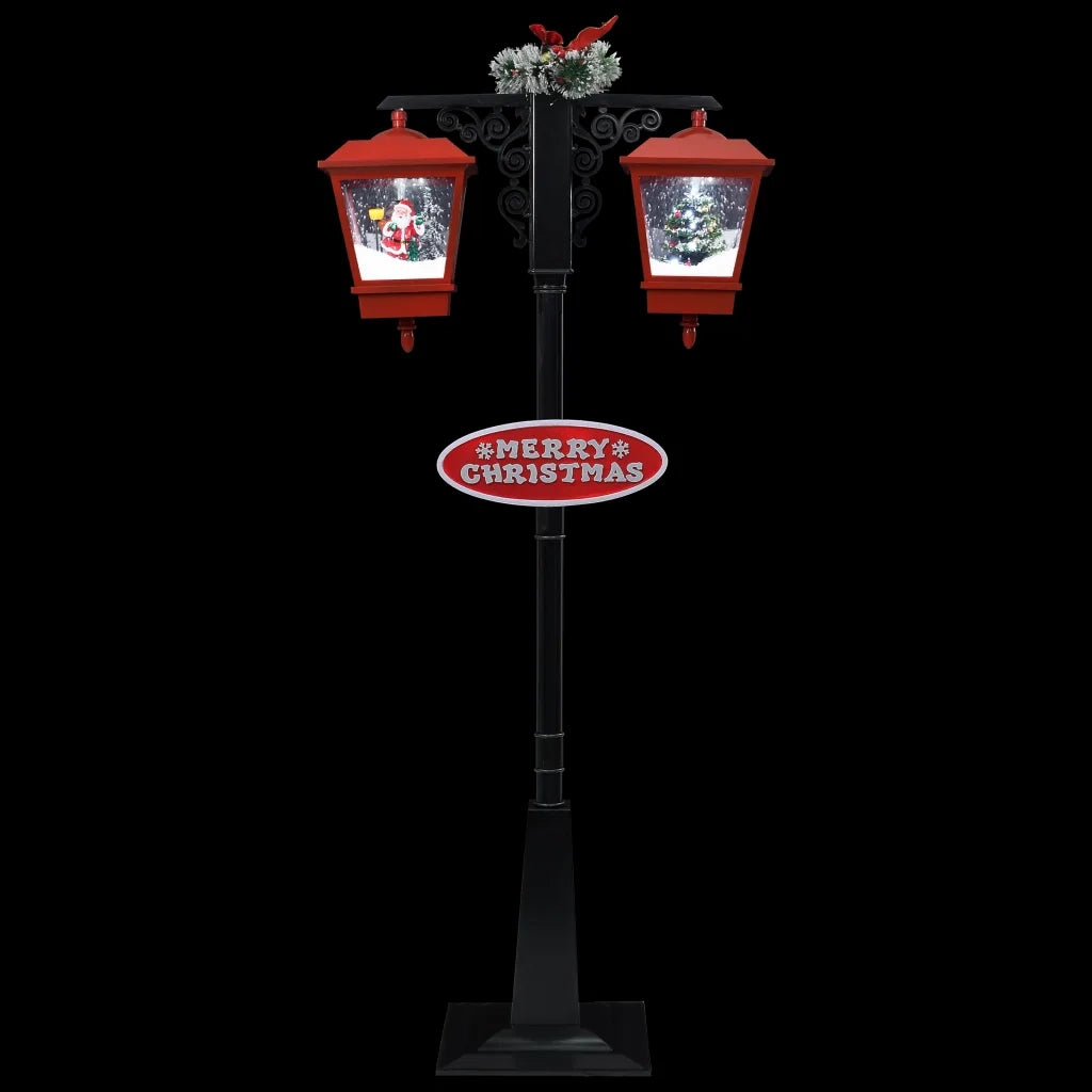 Lampione Natalizio con Babbo Natale Nero Rosso 81x40x188 cm PVC cod mxl 44997