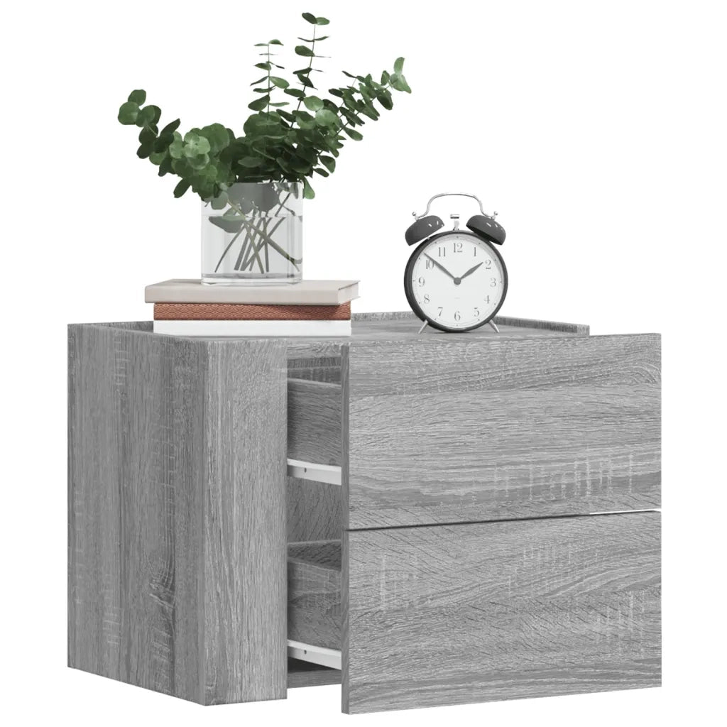 Comodino a Muro-Tavolino da notte sospeso Grigio Sonoma 45x30x35 cm 570138