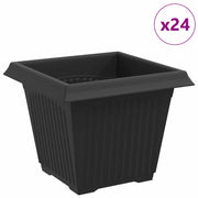 Fioriere | Cassetta per fiori | Vaso quadrato per fiori 24 pz Nero 20 x 20 x 16 cm Plastica