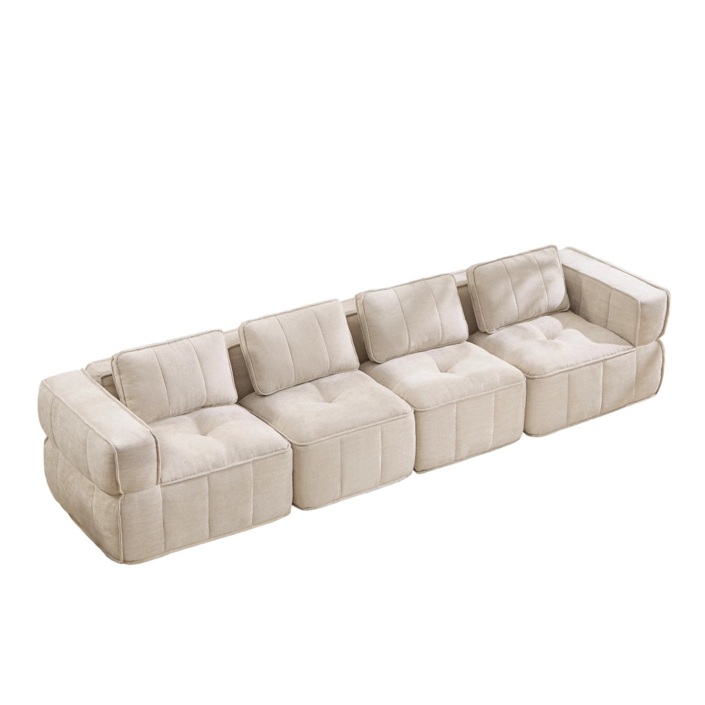 DIVANO Modulare Senza Struttura 344x93x67 cm Poliestere Beige