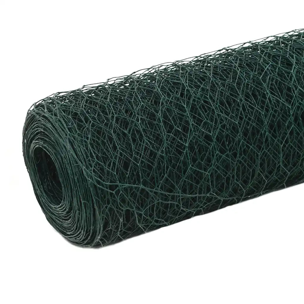 Recinzione in Rete per Pollaio in Acciaio e PVC 25x1,5 m Verde 143267