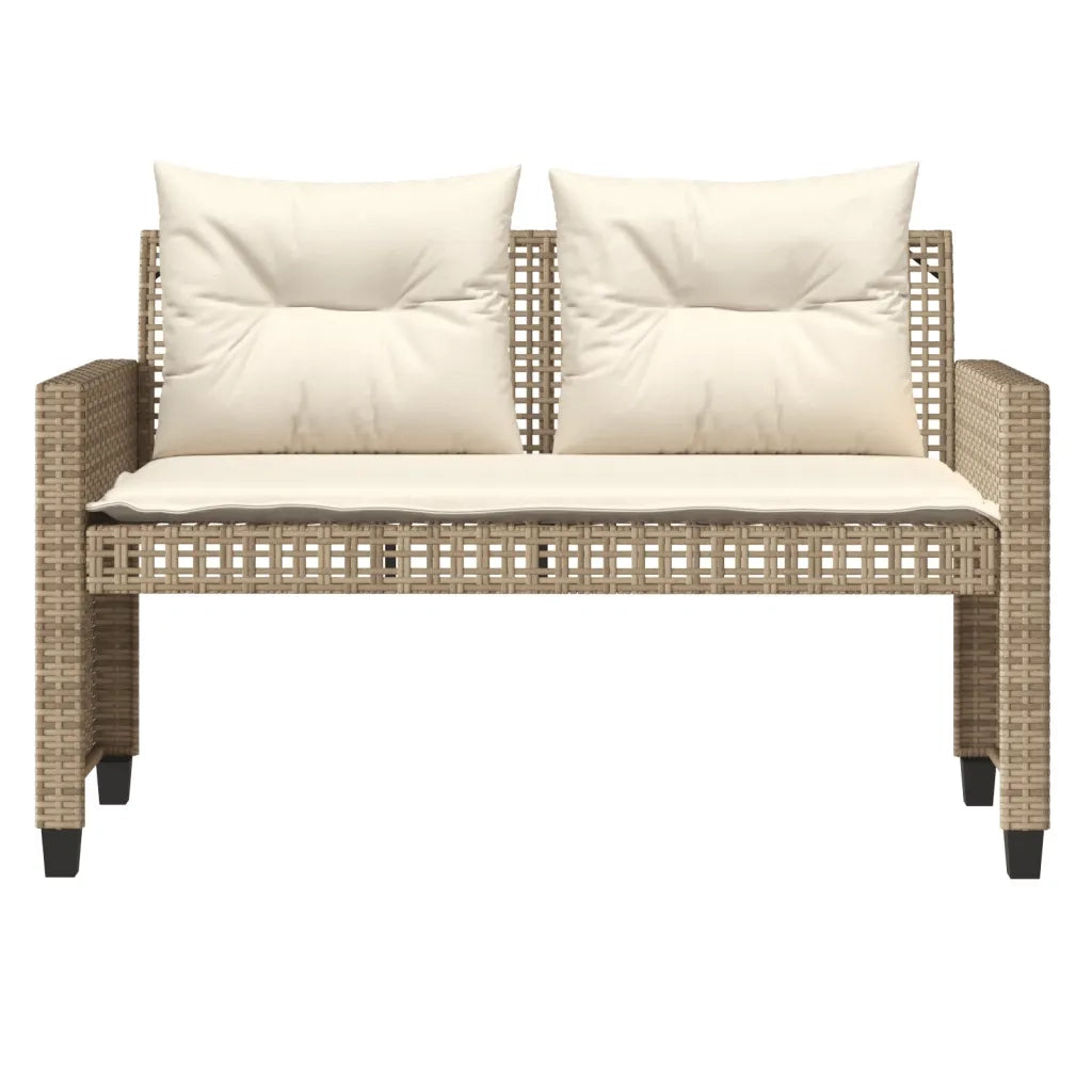 Set Divano da Giardino 4 pz | Set Salotto da Giardino con Cuscini Beige Polyrattan Vetro