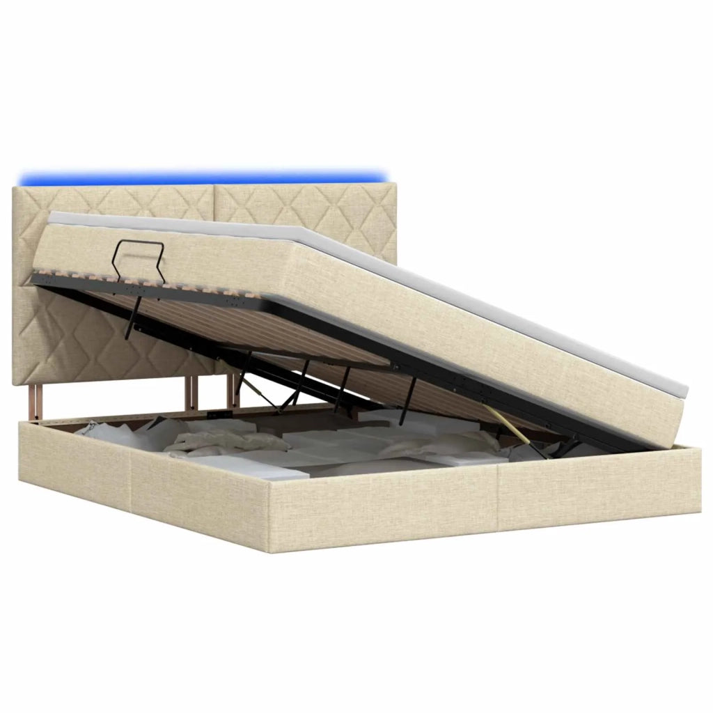 Letto con contenitore LED e materasso Crema 160 x 200 cm 3460021