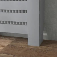 Copritermosifone in MDF a Doghe, Copricalorifero a Griglia con Cassetto, 78x19x95.5 cm, Grigio