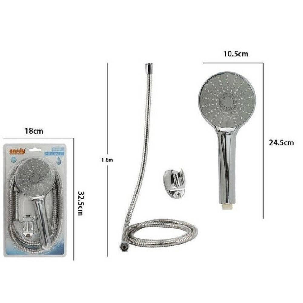 Trade Shop - Kit Doccetta Doccino Soffione Bagno Doccia Tonda Laccio 1,8 Metri Staffa 69318 -