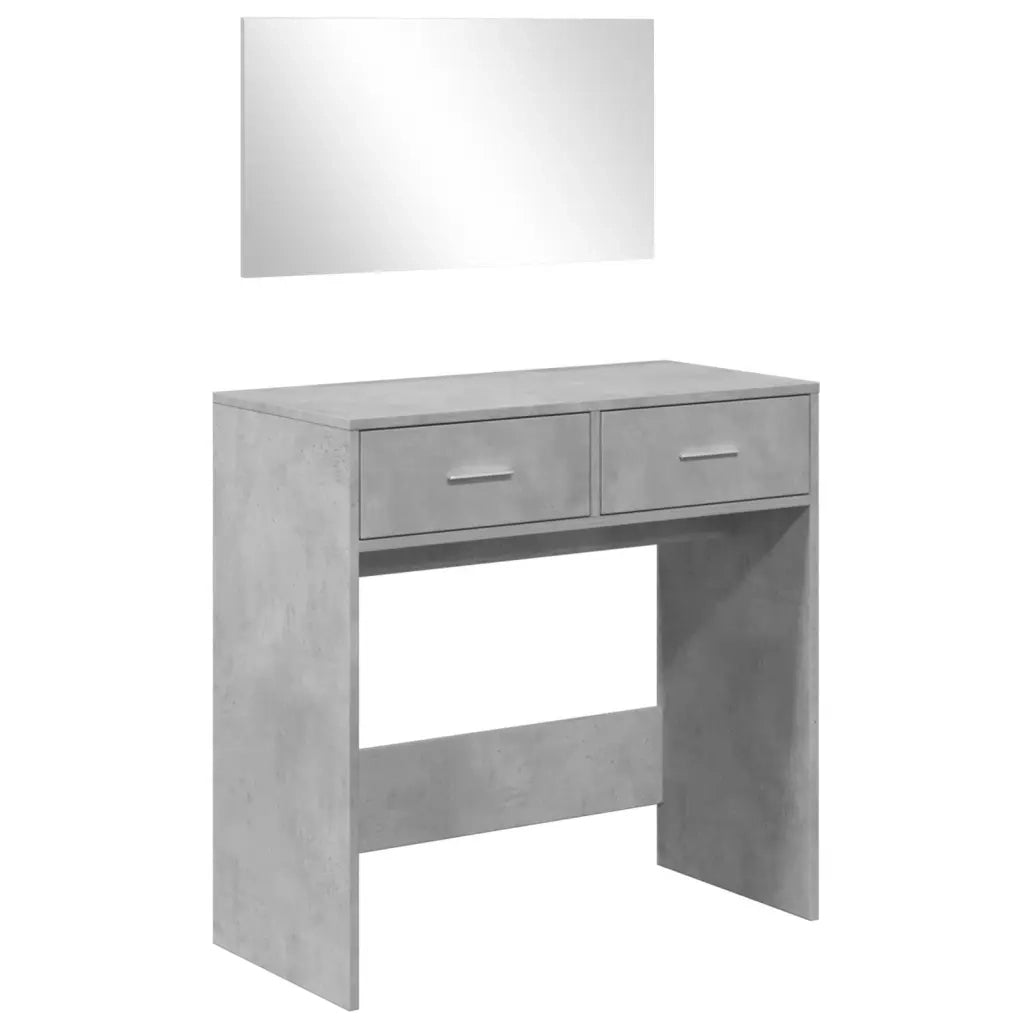 Toeletta con Specchio-Tavolo da Vanit¨¤ Grigio Cemento 80x39x80 cm