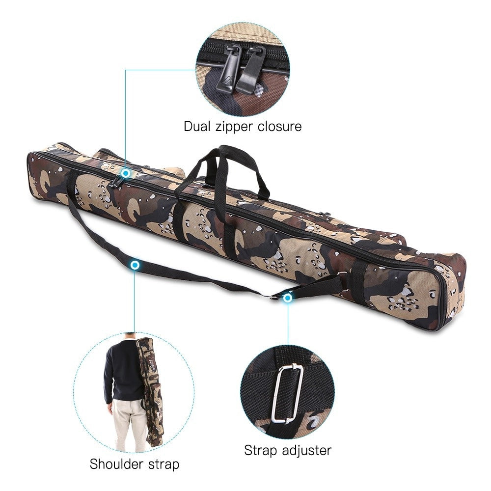 Trade Shop - Borsa Fodero Custodia Porta Canne Da Pesca 100cm Con 2 Scomparti Zip Pieghevole -