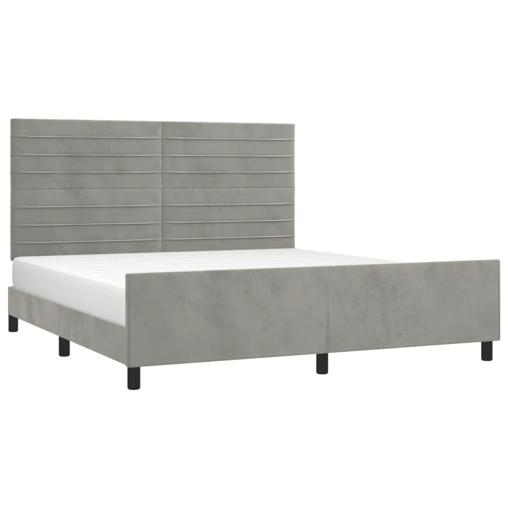 Giroletto con Testiera-Struttura Letto con testiera Grigio Chiaro 180x200 cm in Velluto 861421