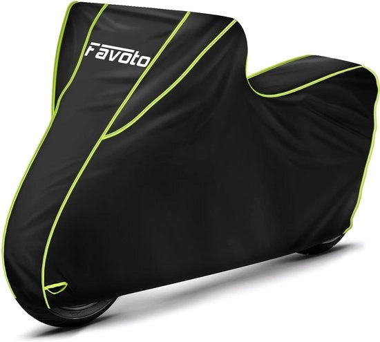 Motorhoes 300D con strisce riflettenti lunghe (265x105x125cm, nero-verde)