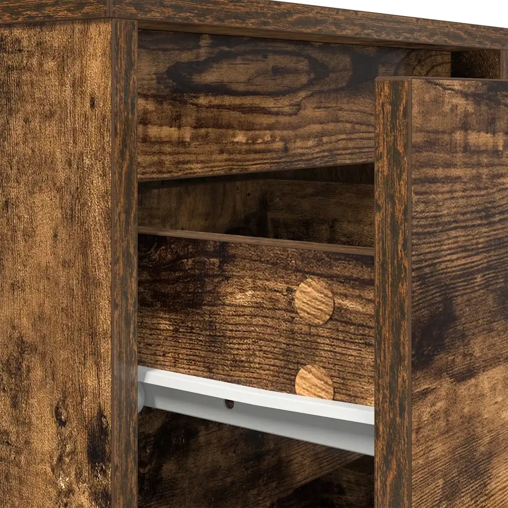 Comodino con Luci LED Rovere Fumo 38x34x65 cm 861305
